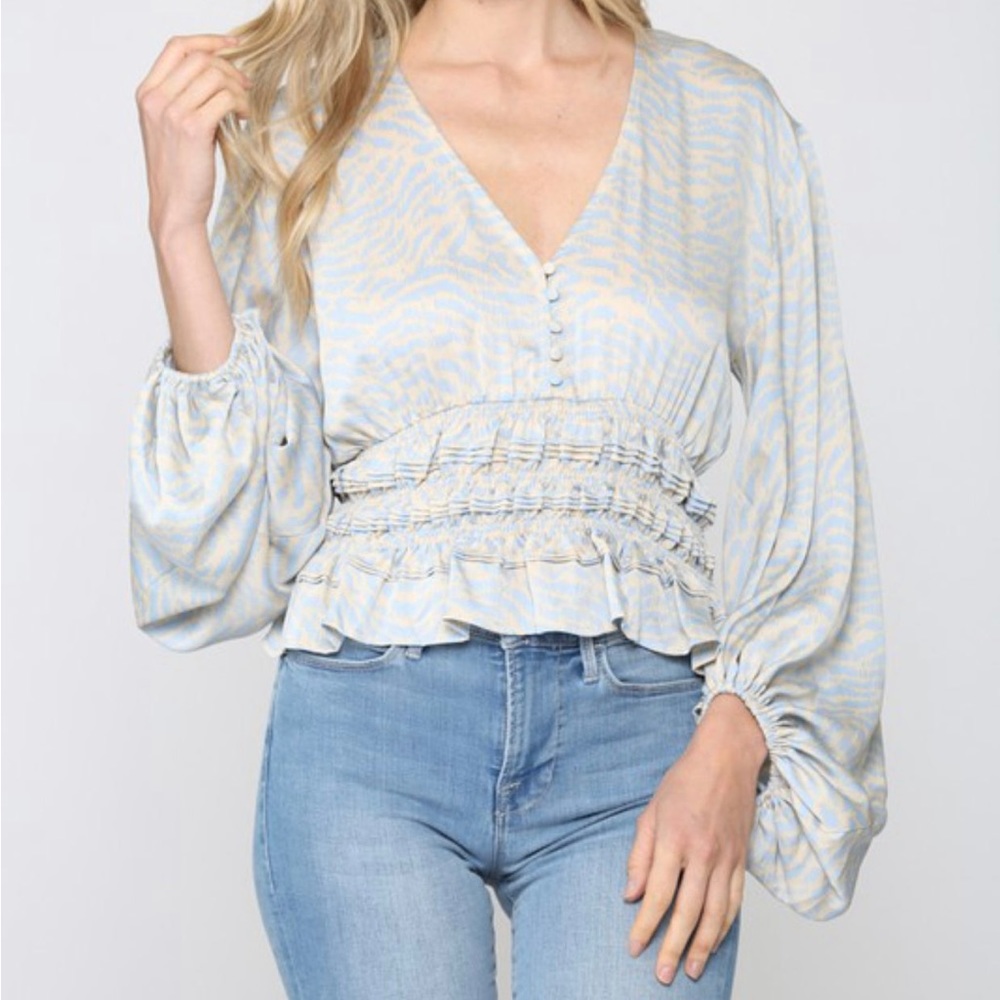 Fate silky baby blue top